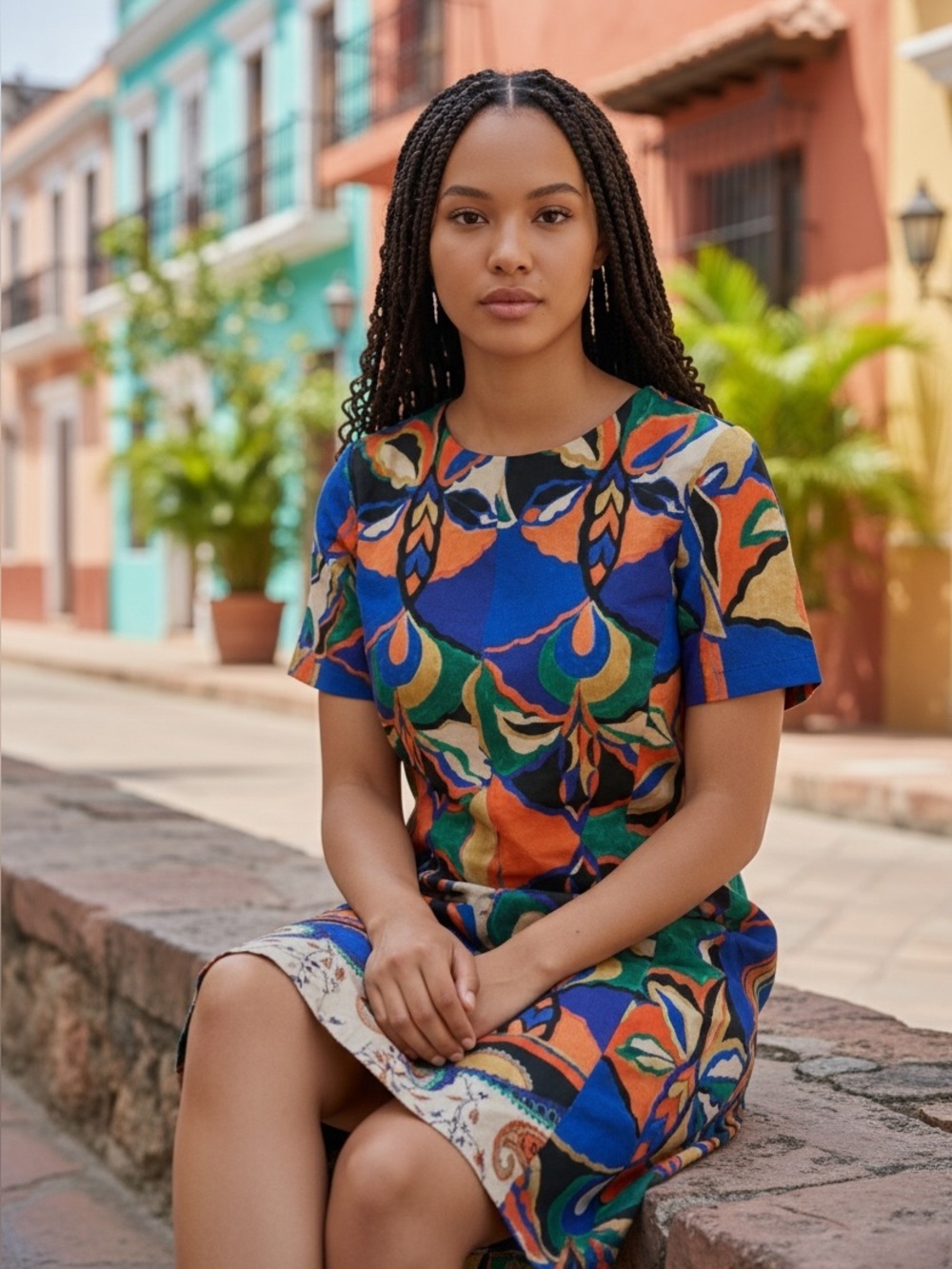 KOBI HALPERIN Angie Mixed-Print Stretch-Cotton Shift Dress xs